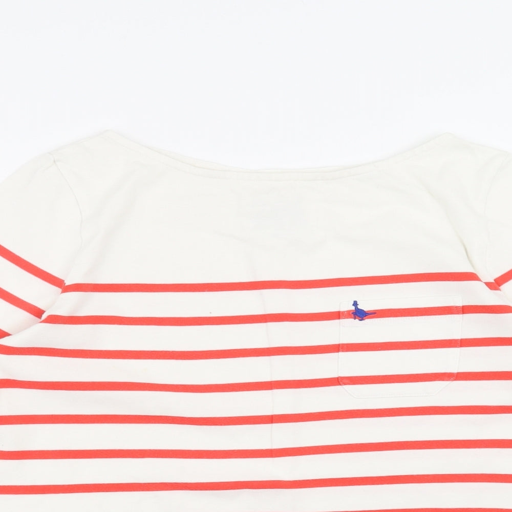 Jack Wills Womens White Striped  Basic T-Shirt Size 12