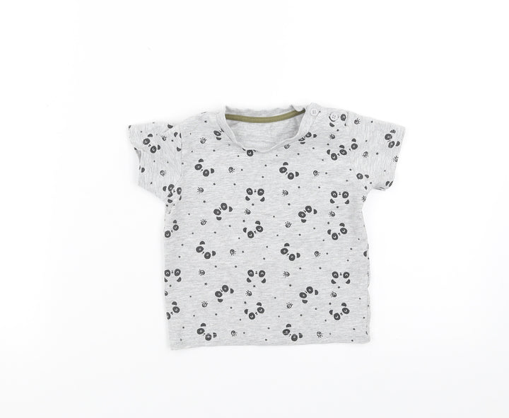 Matalan Baby Green   Basic T-Shirt Size 9-12 Months  - panda faces