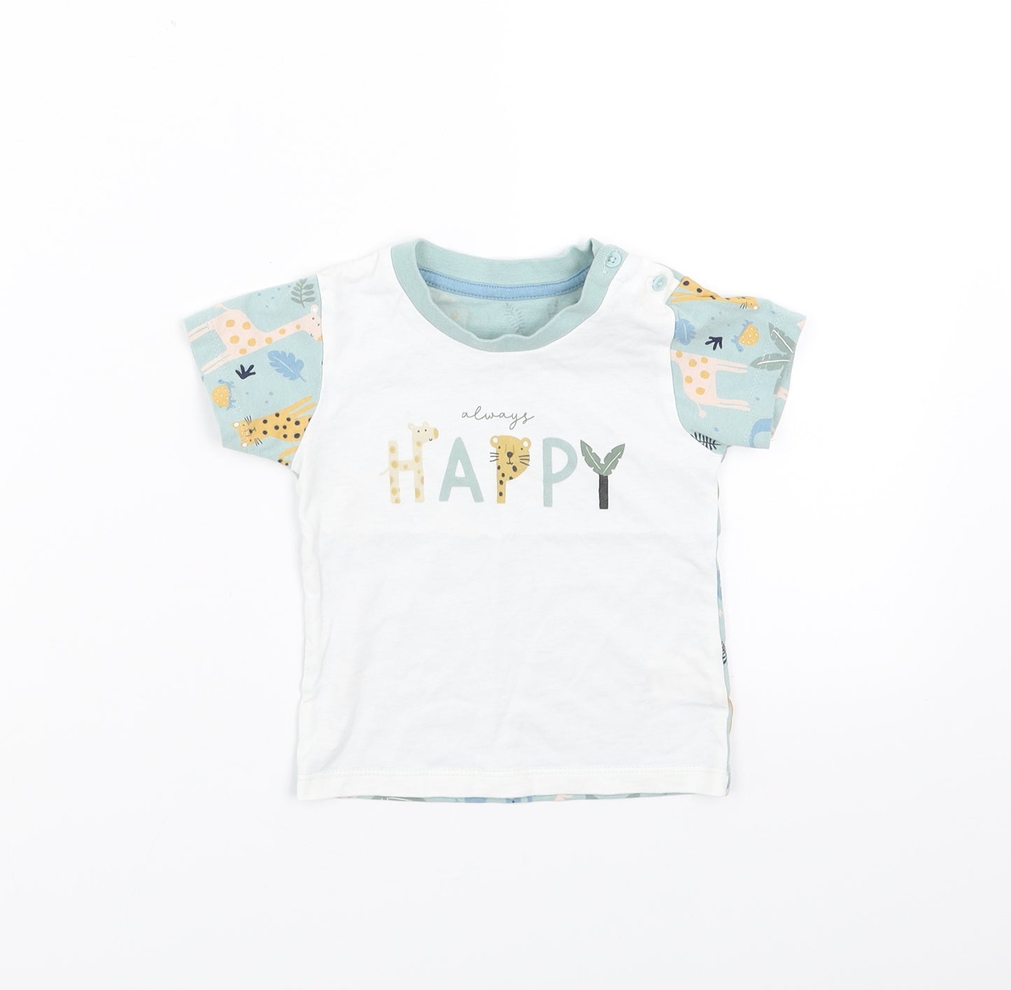 Matalan Baby Green   Basic T-Shirt Size 6-9 Months  - animals
