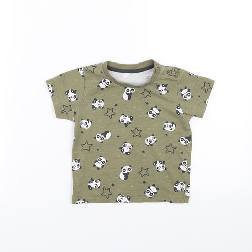 Matalan Boys Green   Basic T-Shirt Size 9-12 Months  - panda stars