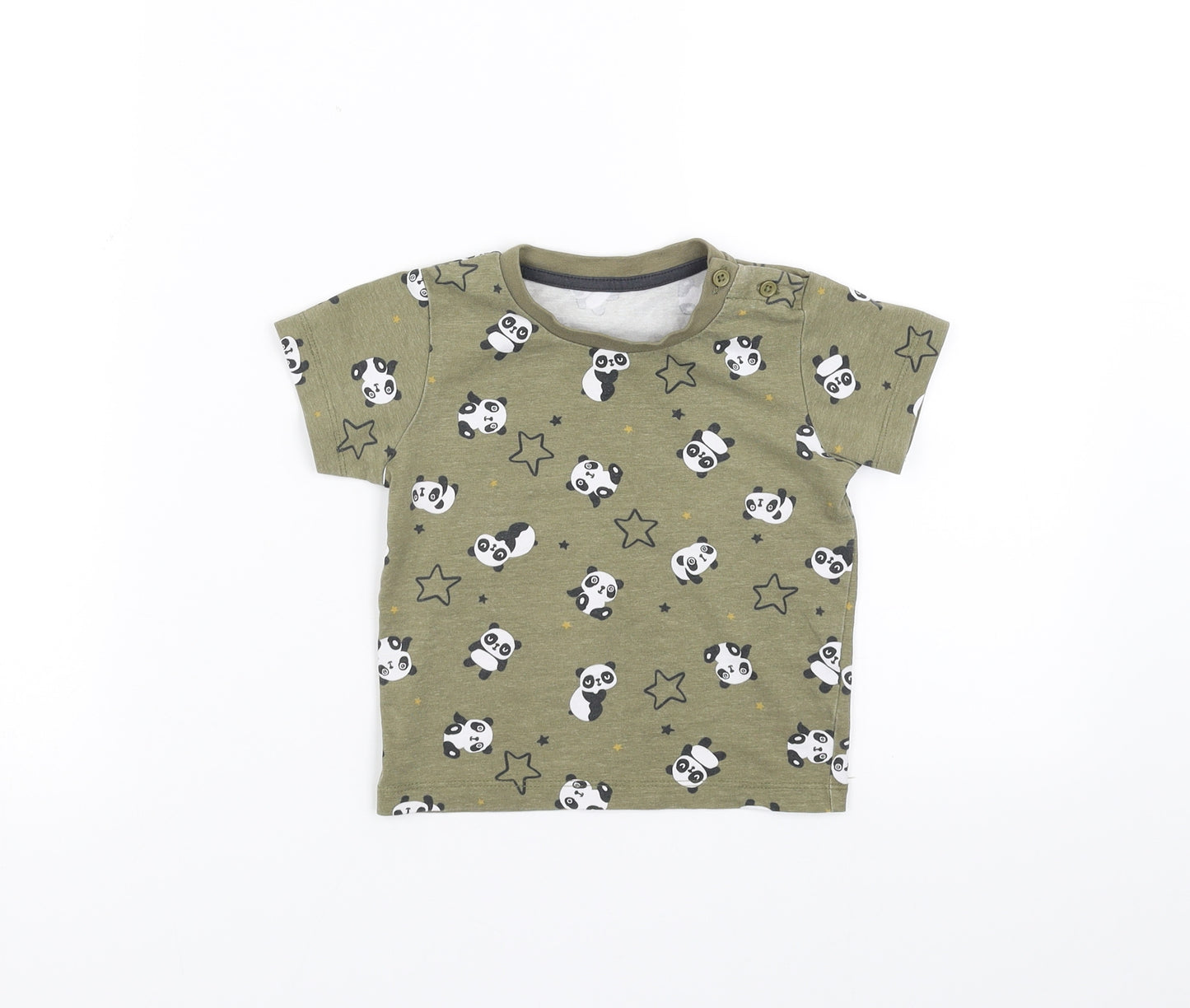 Matalan Boys Green   Basic T-Shirt Size 9-12 Months  - panda stars