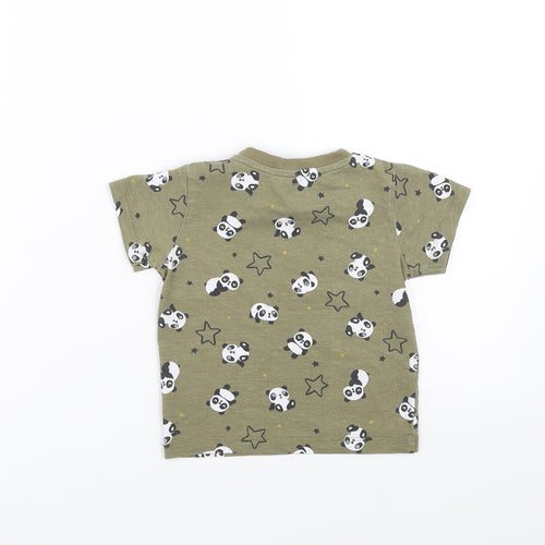 Matalan Boys Green   Basic T-Shirt Size 9-12 Months  - panda stars