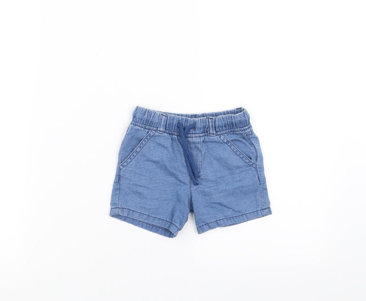 F&F Baby Blue Striped Cropped Trousers Size 6-9 Months - shorts