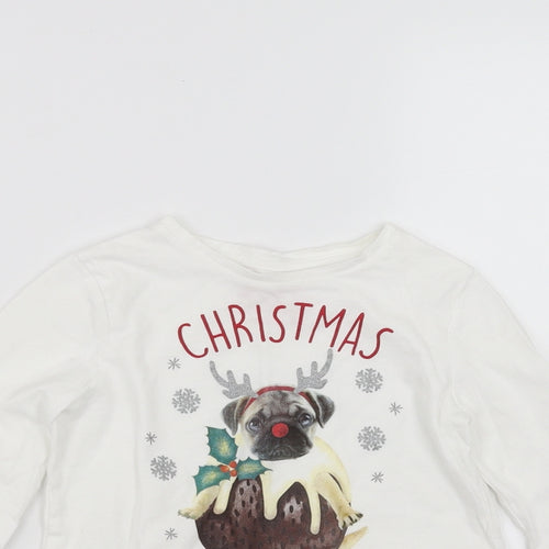 F&F Girls White   Basic T-Shirt Size 6-7 Years  - christmas