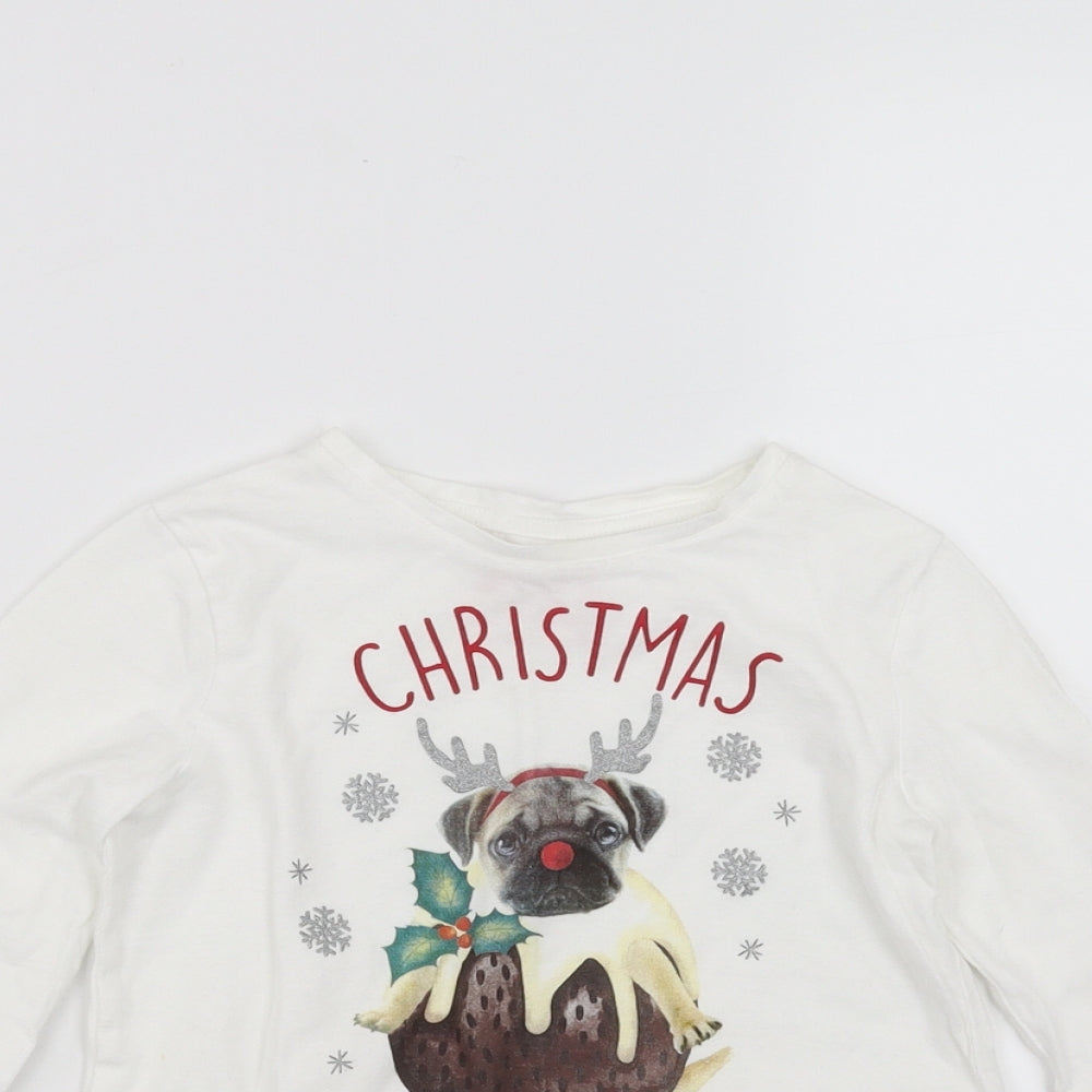 F&F Girls White   Basic T-Shirt Size 6-7 Years  - christmas