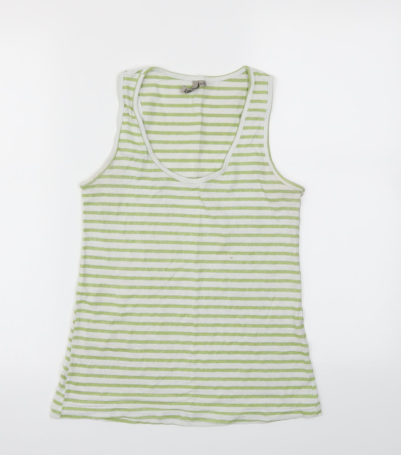 spot  Womens Green Striped  Basic T-Shirt Size 10