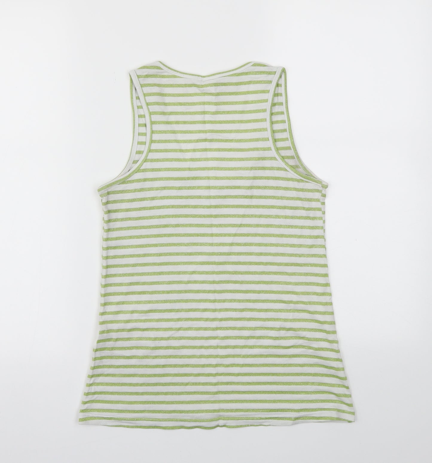 spot  Womens Green Striped  Basic T-Shirt Size 10