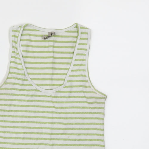spot  Womens Green Striped  Basic T-Shirt Size 10