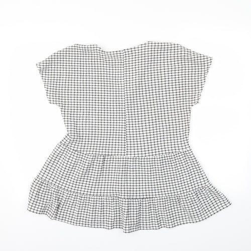F&F Womens Black Check  Basic T-Shirt Size 6