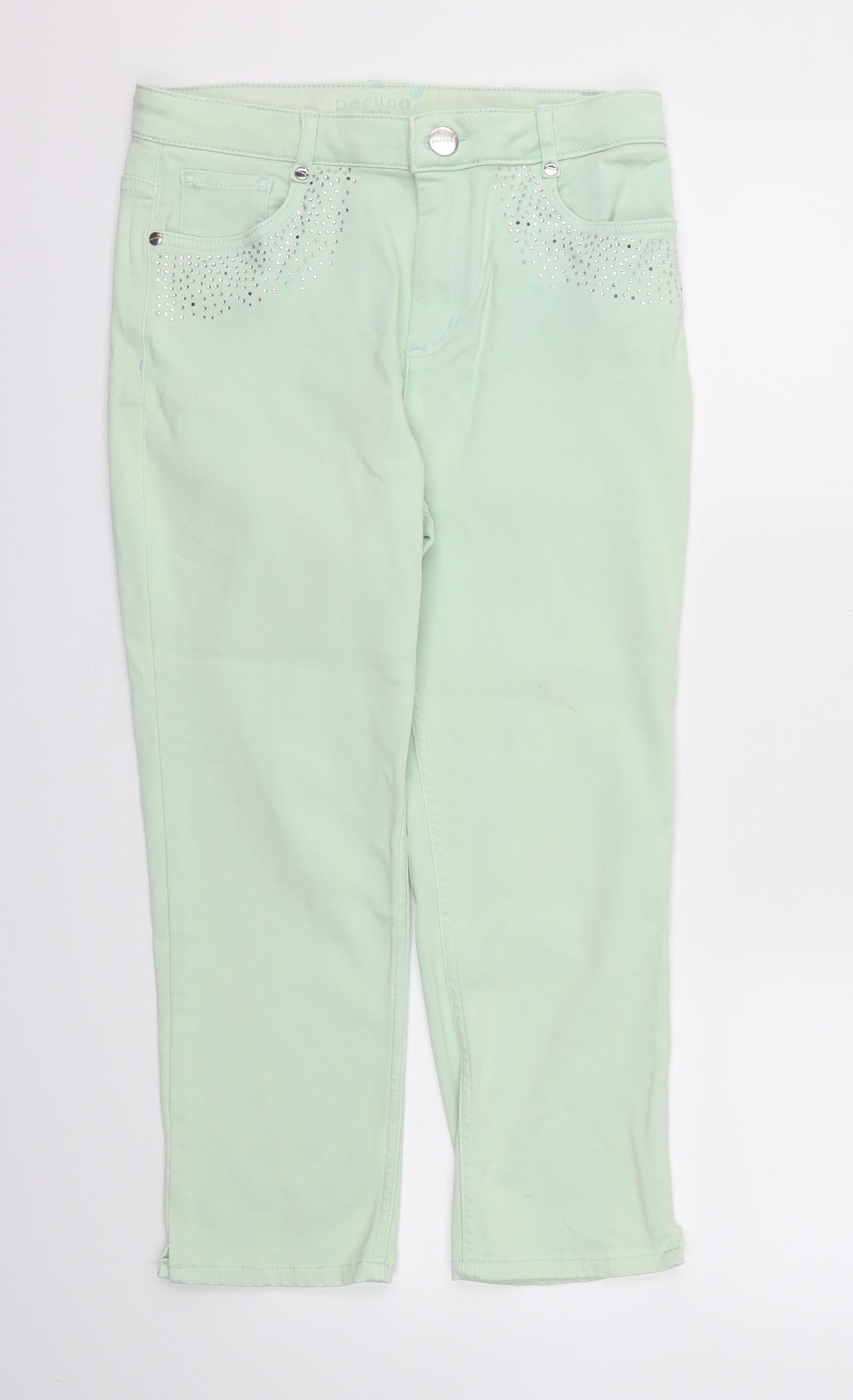 M&S Womens Green   Capri Jeans Size 10 L23 in