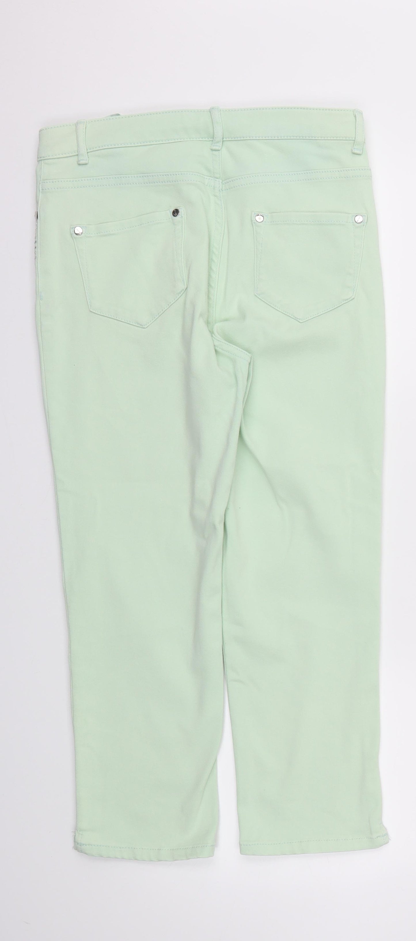M&S Womens Green   Capri Jeans Size 10 L23 in