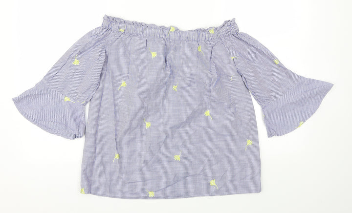 F&F Womens Blue Floral  Basic T-Shirt Size 6
