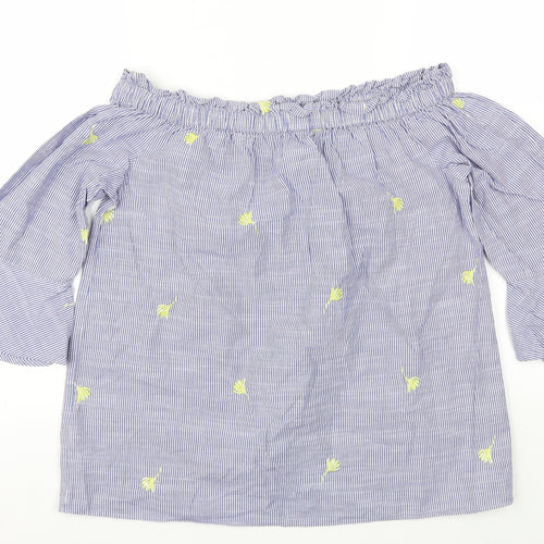 F&F Womens Blue Floral  Basic T-Shirt Size 6
