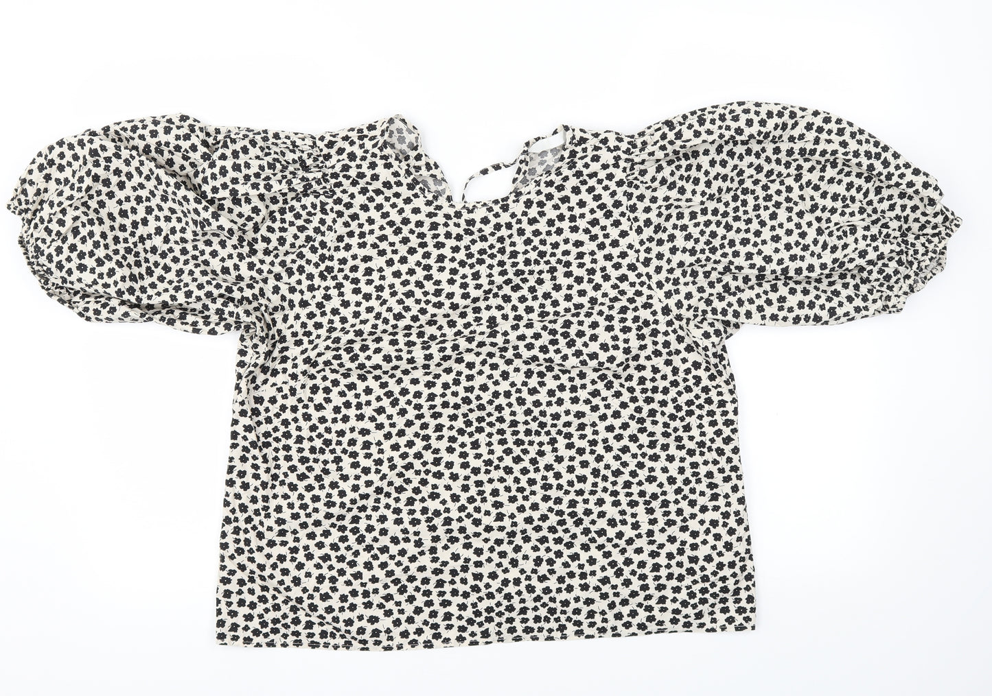 H&M Womens White Floral  Basic T-Shirt Size S