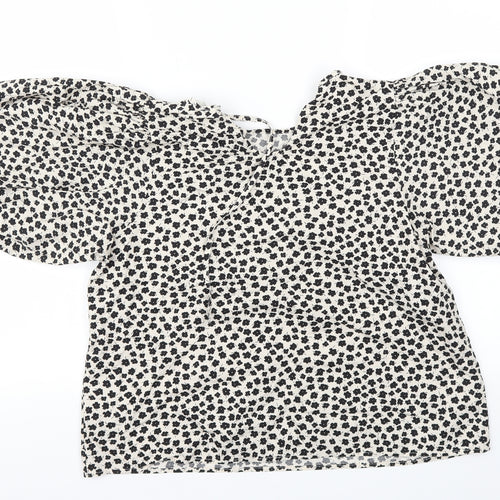 H&M Womens White Floral  Basic T-Shirt Size S