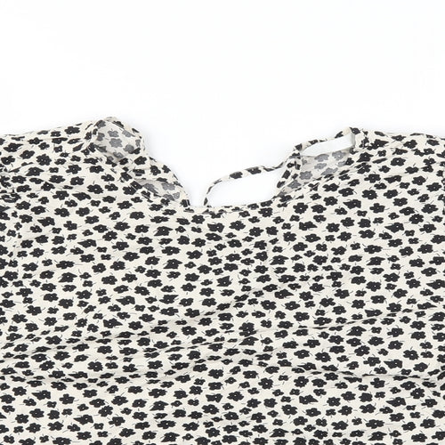 H&M Womens White Floral  Basic T-Shirt Size S