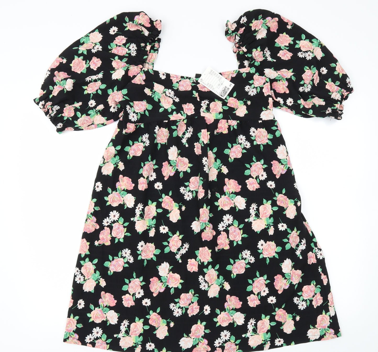 H&M Womens Black Floral  Fit & Flare  Size 10