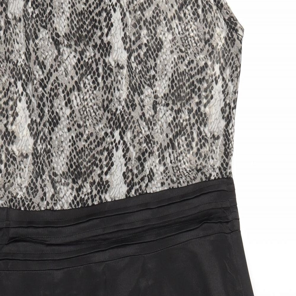 Dorothy Perkins Womens Black Animal Print  Fit & Flare  Size 12