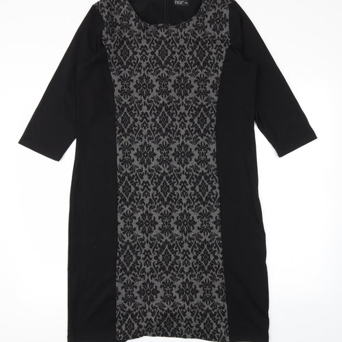TIGI  Womens Black Animal Print  Fit & Flare  Size 10
