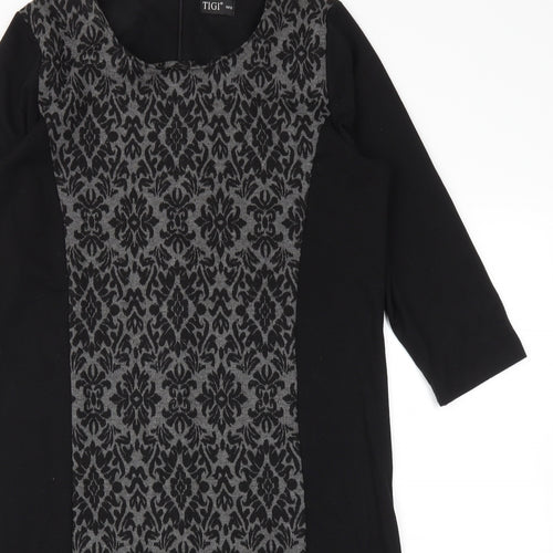 TIGI  Womens Black Animal Print  Fit & Flare  Size 10