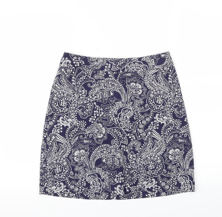New Look Womens Blue Floral A-Line Skirt Size 8