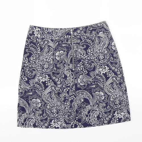 New Look Womens Blue Floral  A-Line Skirt Size 8