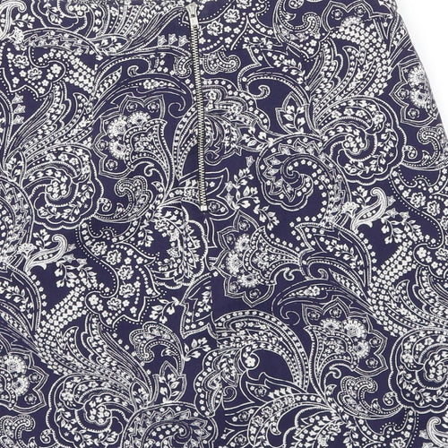 New Look Womens Blue Floral  A-Line Skirt Size 8