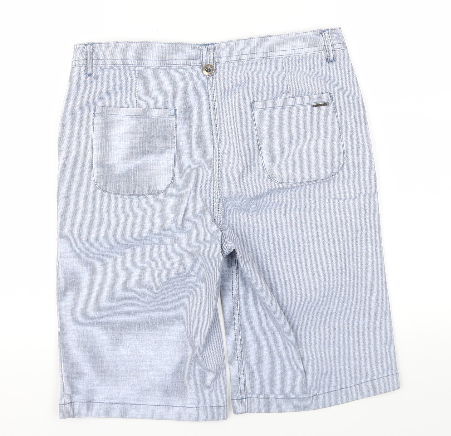 M&S Womens Blue Houndstooth  Capri Trousers Size 10  - LEG 10IN