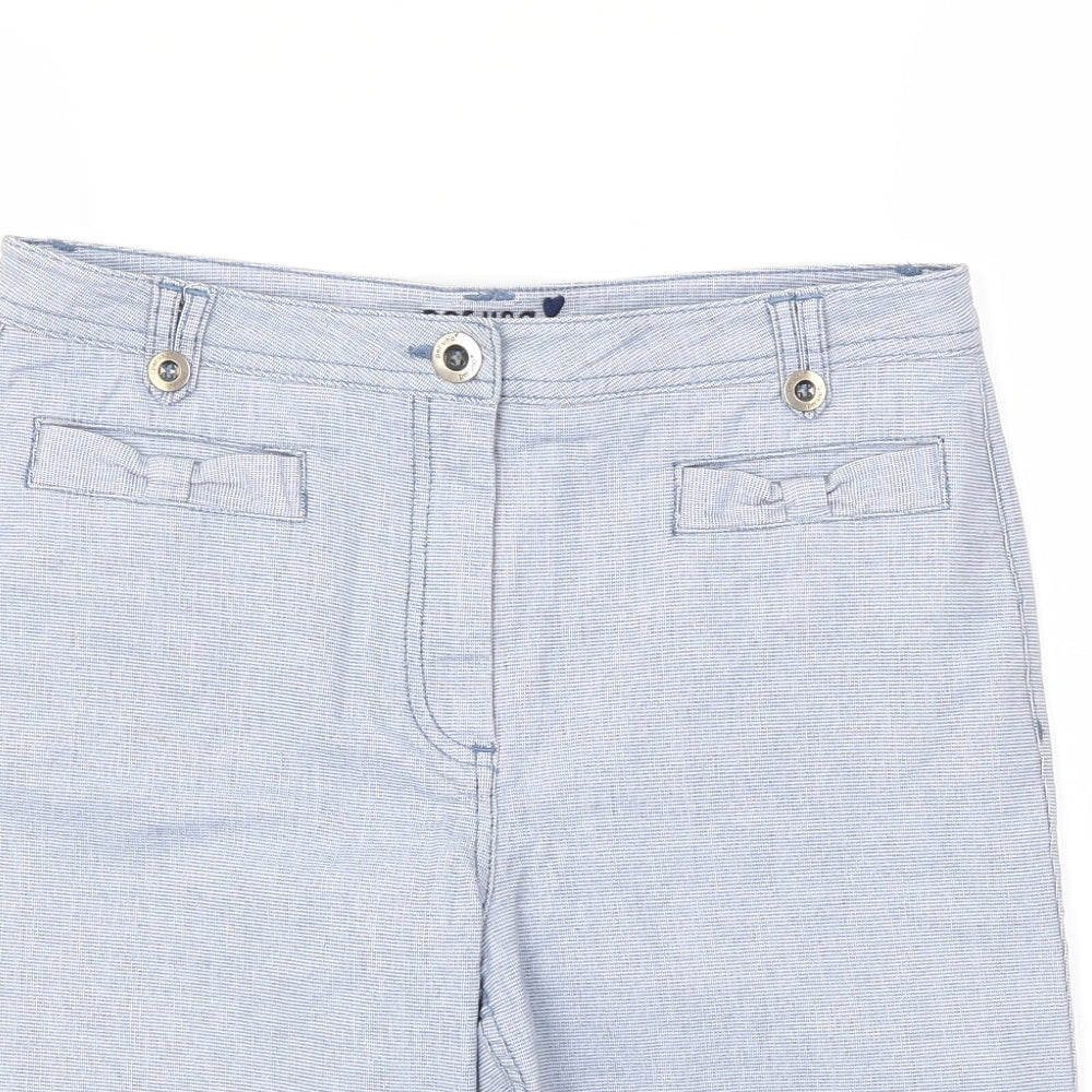 M&S Womens Blue Houndstooth  Capri Trousers Size 10  - LEG 10IN