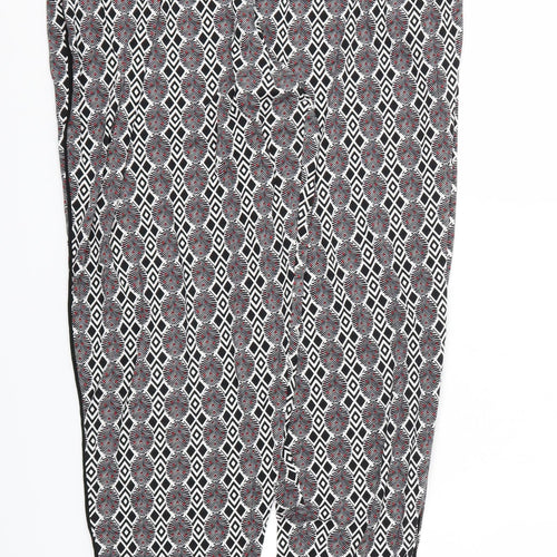 NEXT  Womens Black Argyle/Diamond  Trousers  Size 10 L29 in - Stretch waistband