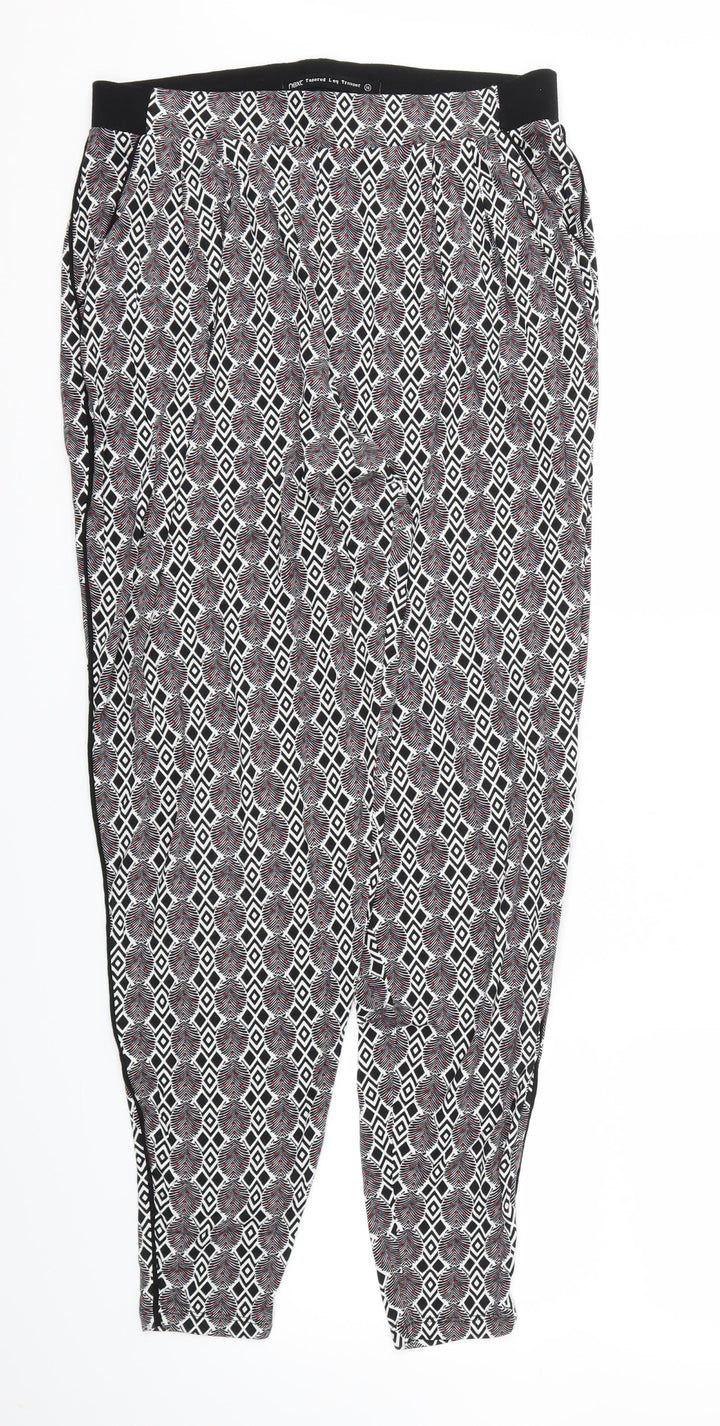 NEXT  Womens Black Argyle/Diamond  Trousers  Size 10 L29 in - Stretch waistband
