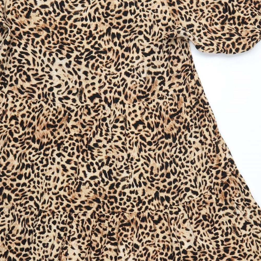 F&F Womens Brown Animal Print  Fit & Flare  Size 16