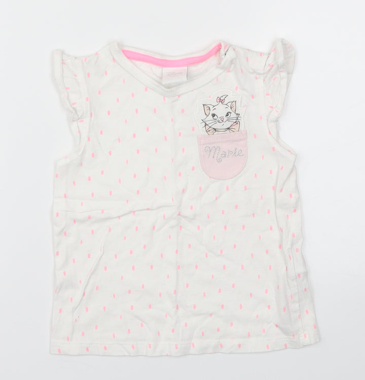 Disney Baby White Animal Print Basic T-Shirt Size 12-18 Months