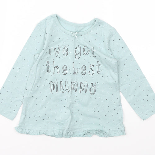 George Girls Blue Polka Dot  Basic T-Shirt Size 9-12 Months