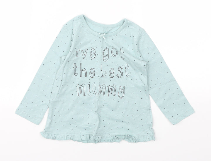 George Girls Blue Polka Dot Basic T-Shirt Size 9-12 Months
