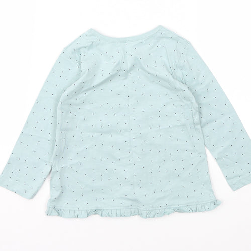 George Girls Blue Polka Dot  Basic T-Shirt Size 9-12 Months