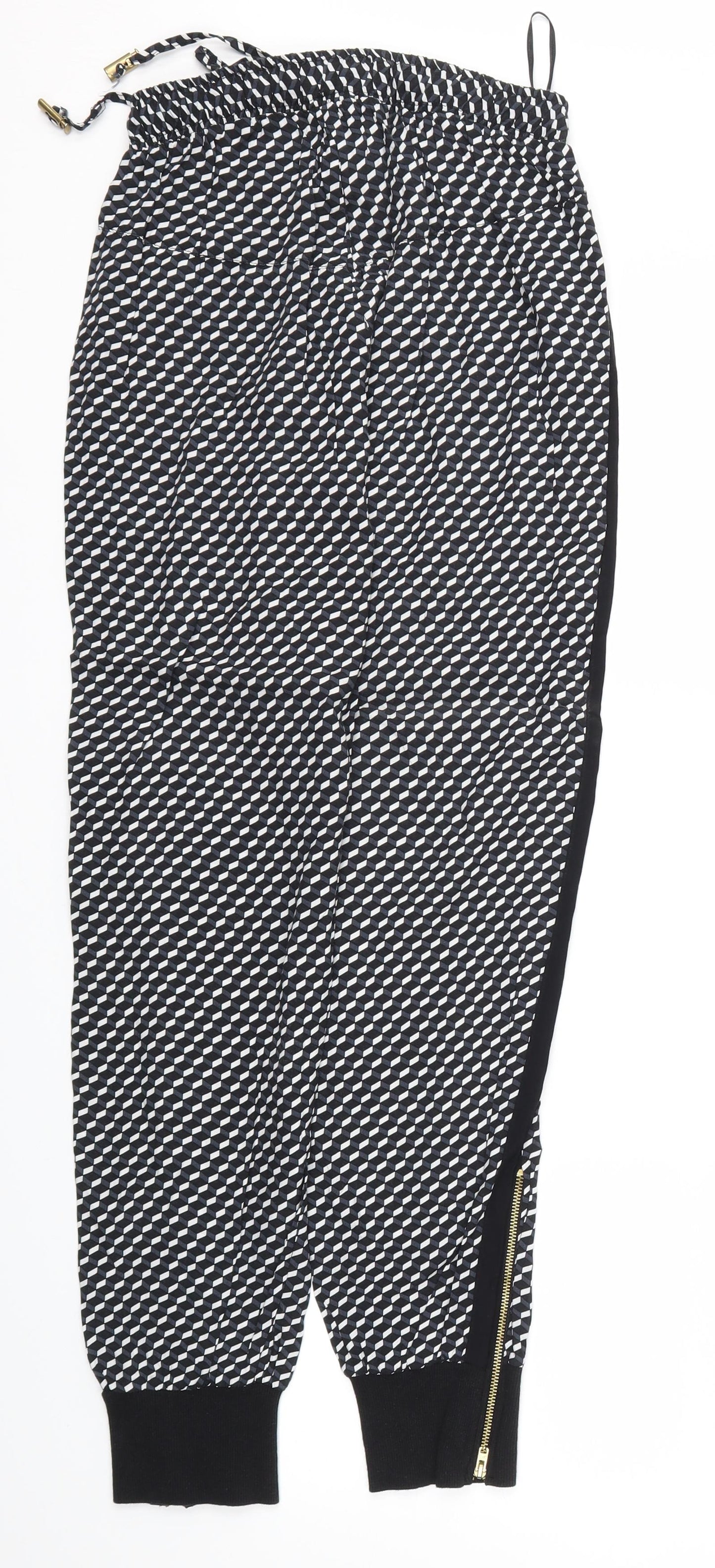 be beau Womens Black Argyle/Diamond  Trousers  Size 8 L29 in - Stretch waistband