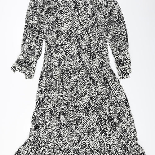 Topshop  Womens White Animal Print  A-Line  Size 6
