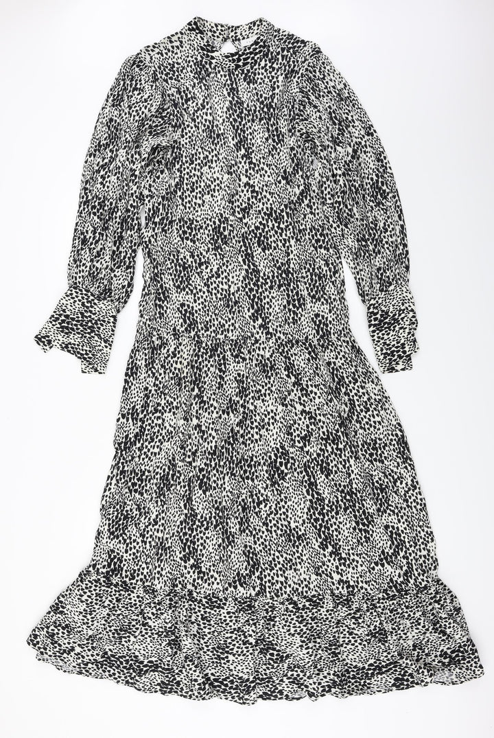 Topshop  Womens White Animal Print  A-Line  Size 6