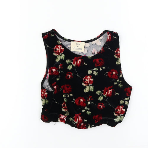 Pins & Needles  Womens Black Floral  Basic T-Shirt Size XS