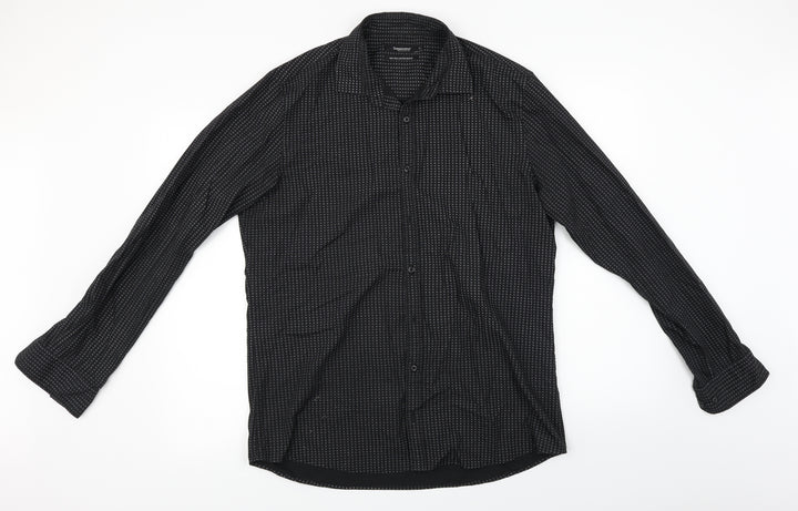 Dressmann  Mens Black    Button-Up Size L