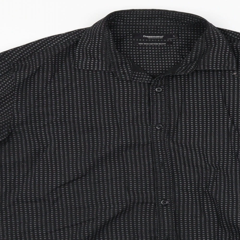 Dressmann  Mens Black    Button-Up Size L