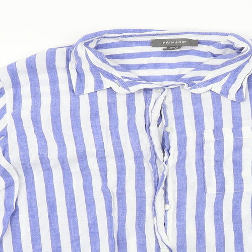 Primark Womens Blue Striped  Basic Button-Up Size 16