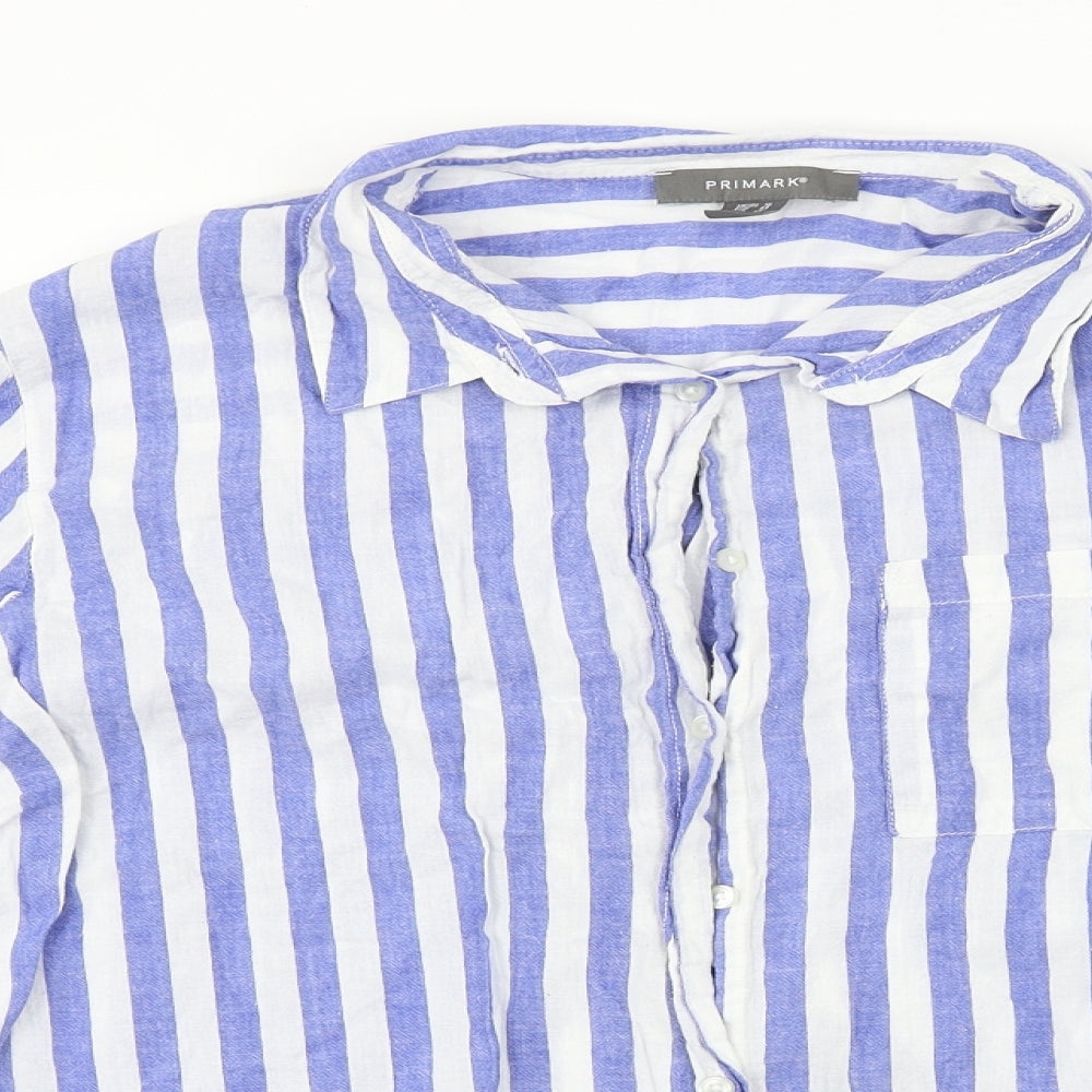 Primark Womens Blue Striped  Basic Button-Up Size 16