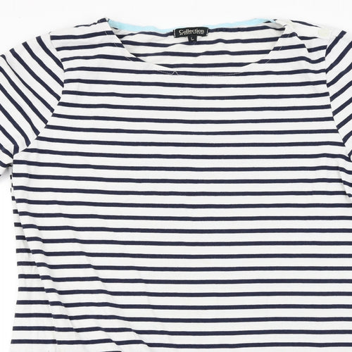 collection first avenue Womens White Striped  T-Shirt Dress  Size L