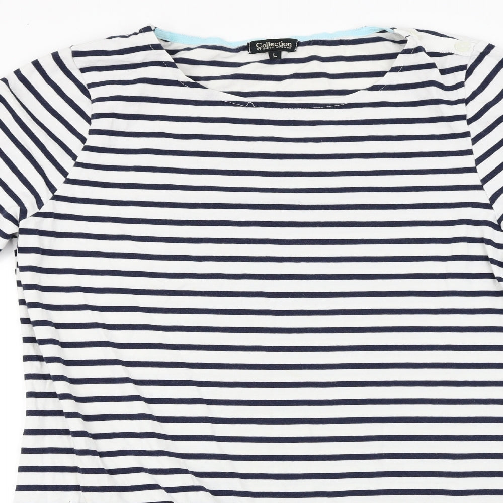 collection first avenue Womens White Striped  T-Shirt Dress  Size L