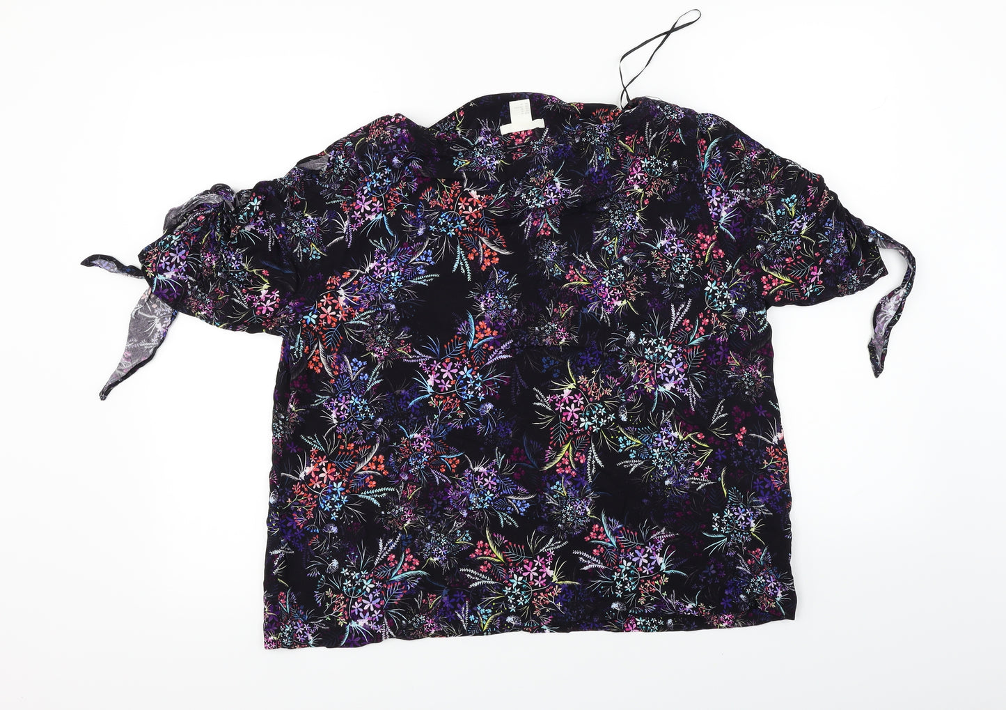 H&M  Womens Black Floral  Basic Blouse Size 14