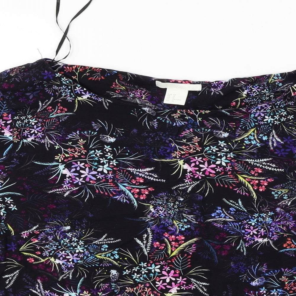 H&M  Womens Black Floral  Basic Blouse Size 14