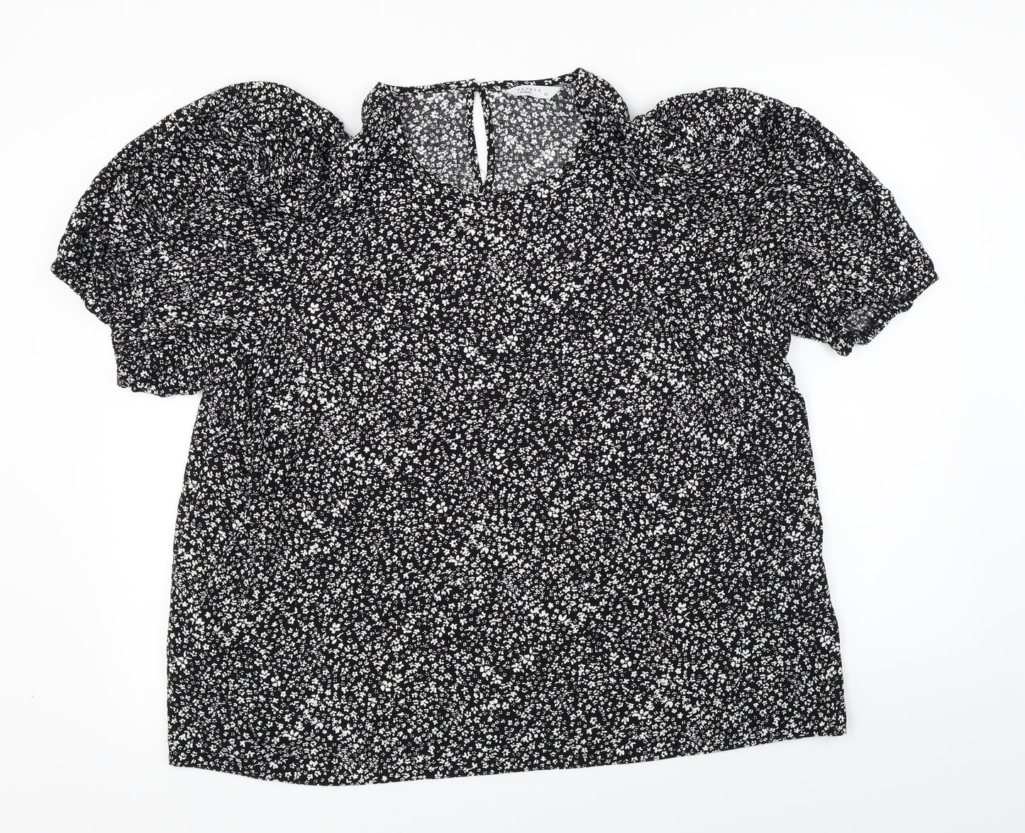 Papaya  Womens Black Floral  Basic T-Shirt Size 20