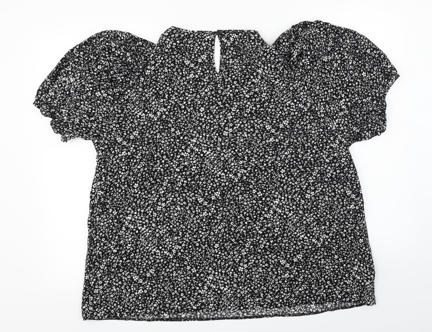 Papaya  Womens Black Floral  Basic T-Shirt Size 20